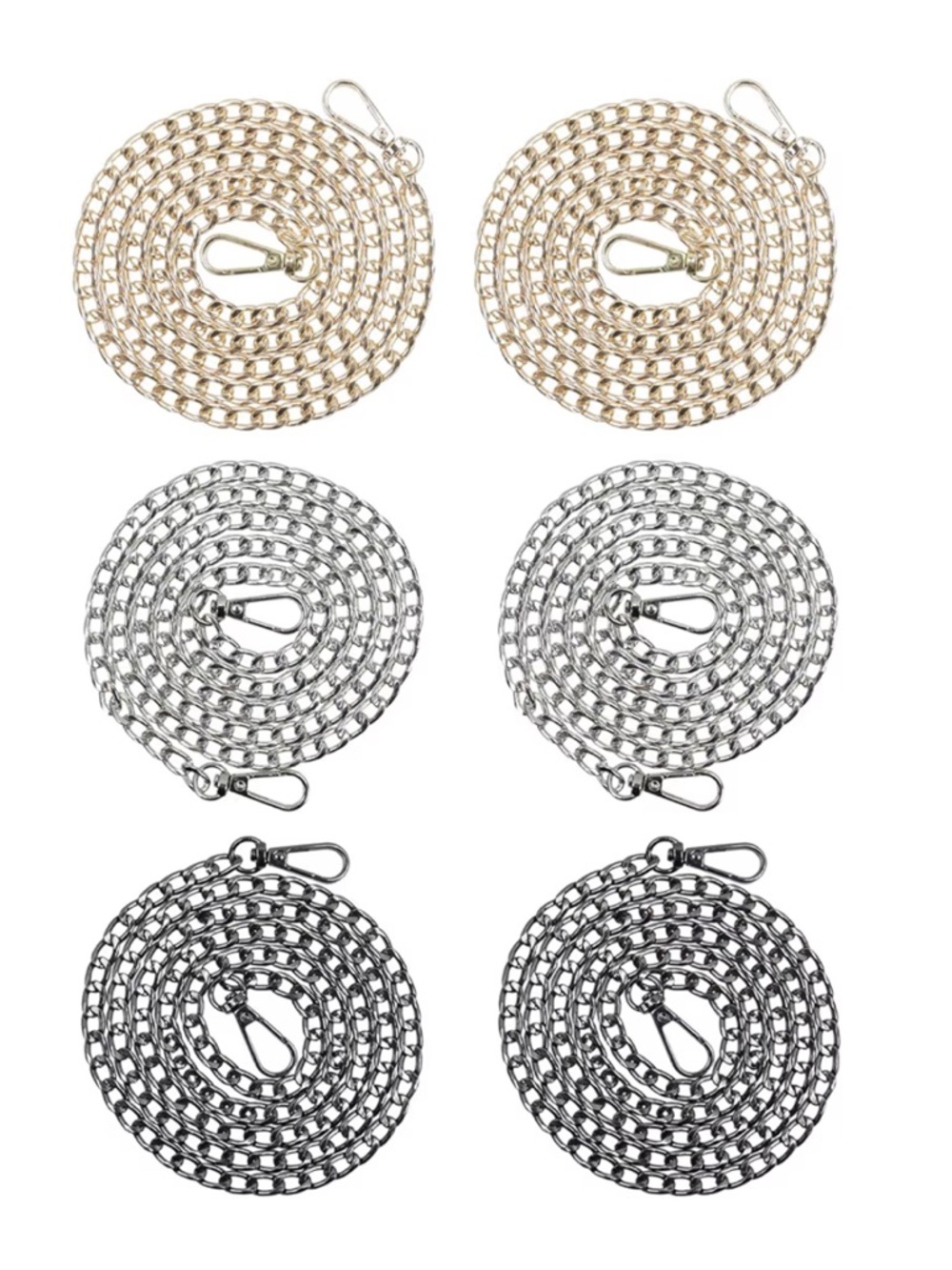 6 PCS, 47 Inch Flat Chain Strap Handle Replacement for Women Crossbody Bags